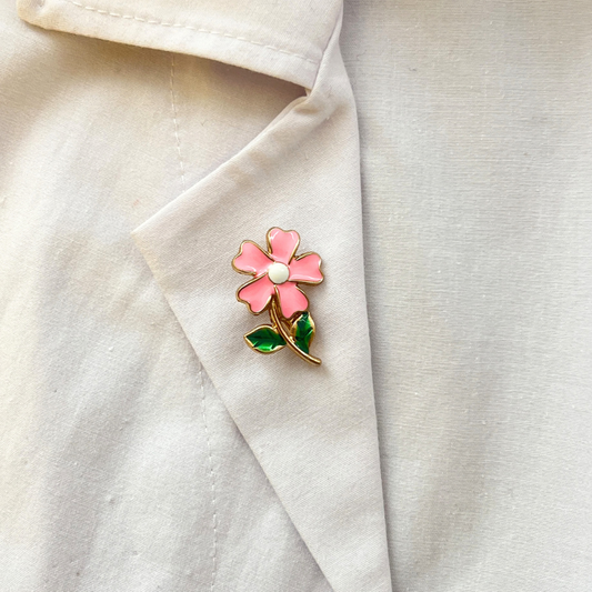 Pembe Çiçek Broş