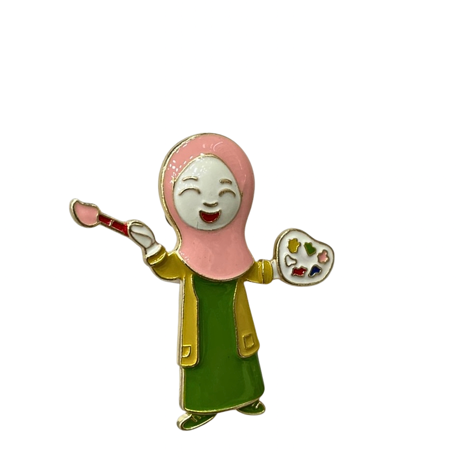 Türbanlı Ressam Kız Broş